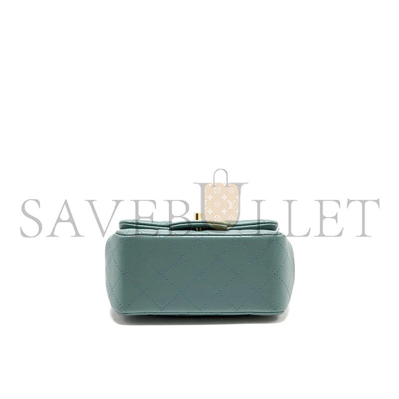 Ch**el master mini square flap bag lambskin green lghw (16*13*7.5cm)
